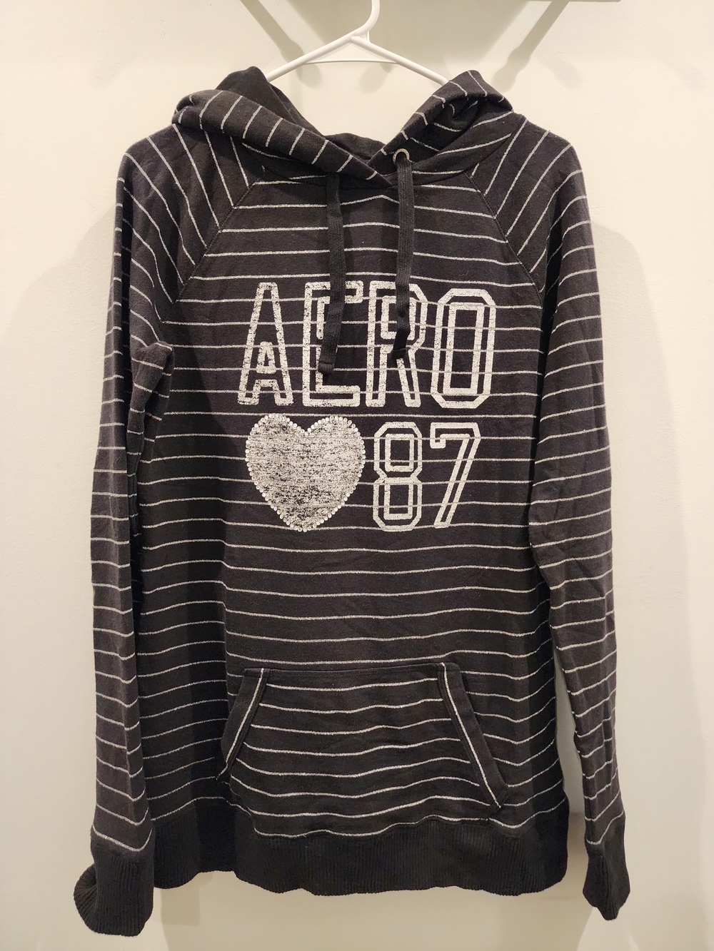 Aeropostale Women's Black Striped Hoodie
